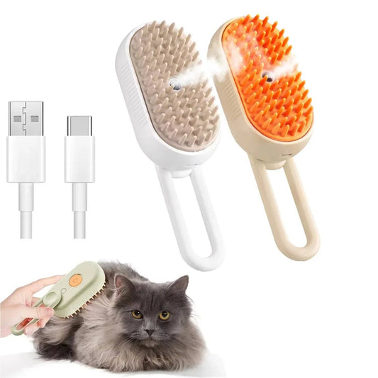FURDUO Steamy Pet Pamperer 3-in-1 grooming brush for pets, with ergonomic handle and versatile design for grooming and de-shedding.