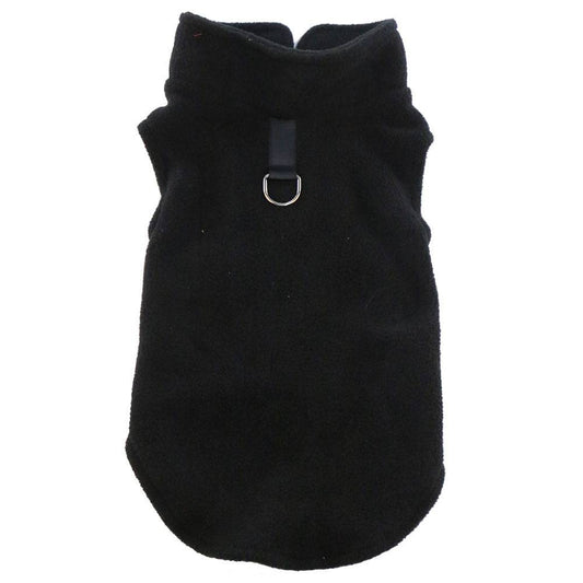 FURDUO fleece dog jacket with leash attachment, soft and warm pet apparel for keeping dogs cozy in cold weather.