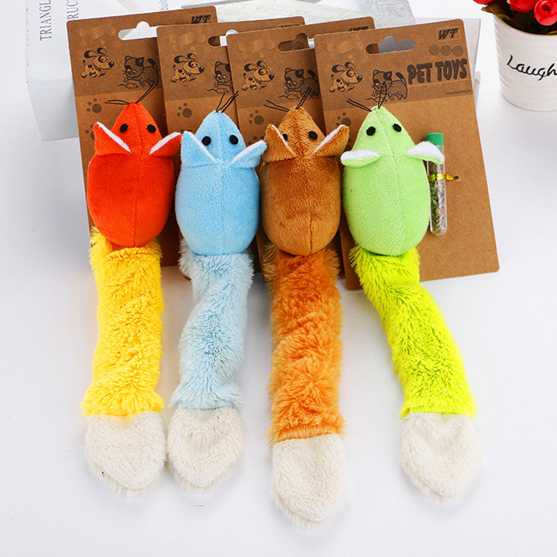 FURDUO MintyMouse Magic Cat Toy with colorful feathers and bells for playful cats, designed to stimulate and entertain pets.
