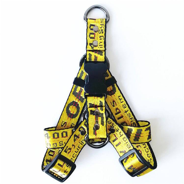 FURDUO gold chain nylon dog collar and leash set with adjustable collar and sturdy leash for pets.