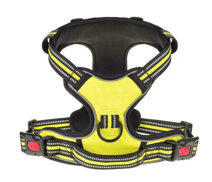 Reflective breathable dog harness for medium-large dogs, FURDUO chest harness with adjustable straps and safety features.