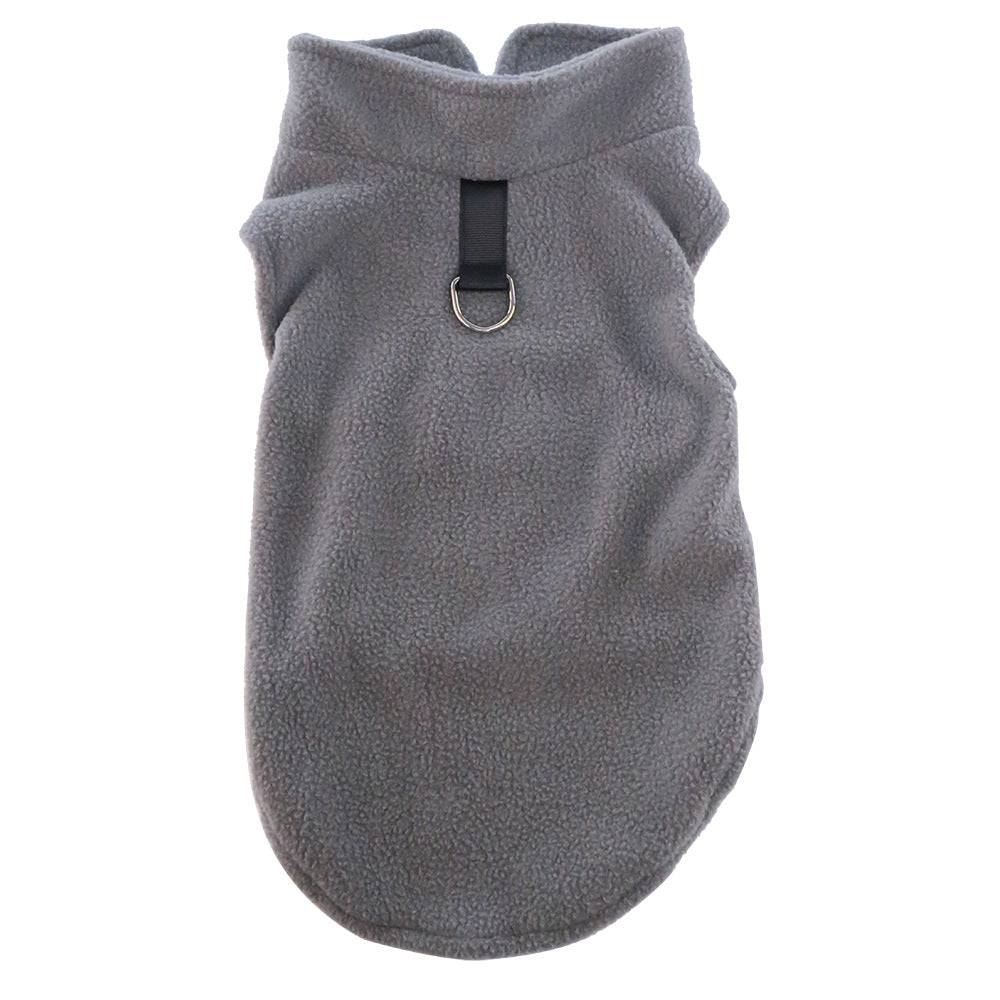 FURDUO fleece dog jacket with leash attachment, soft and warm pet apparel for small dogs, outdoor winter coat with hood.