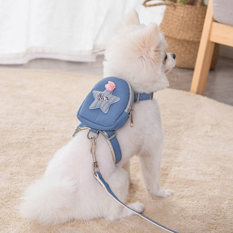 FURDUO polyester dog leash and vest chest harness set with adjustable straps and padded design for comfortable walking.