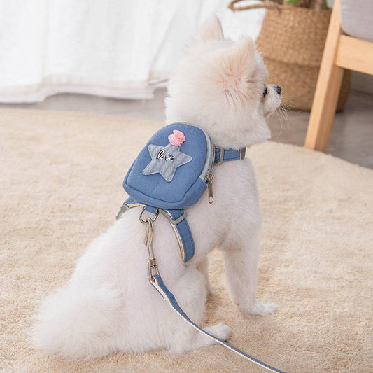 FURDUO polyester dog leash and vest chest harness set with adjustable straps and padded design for comfortable walking.