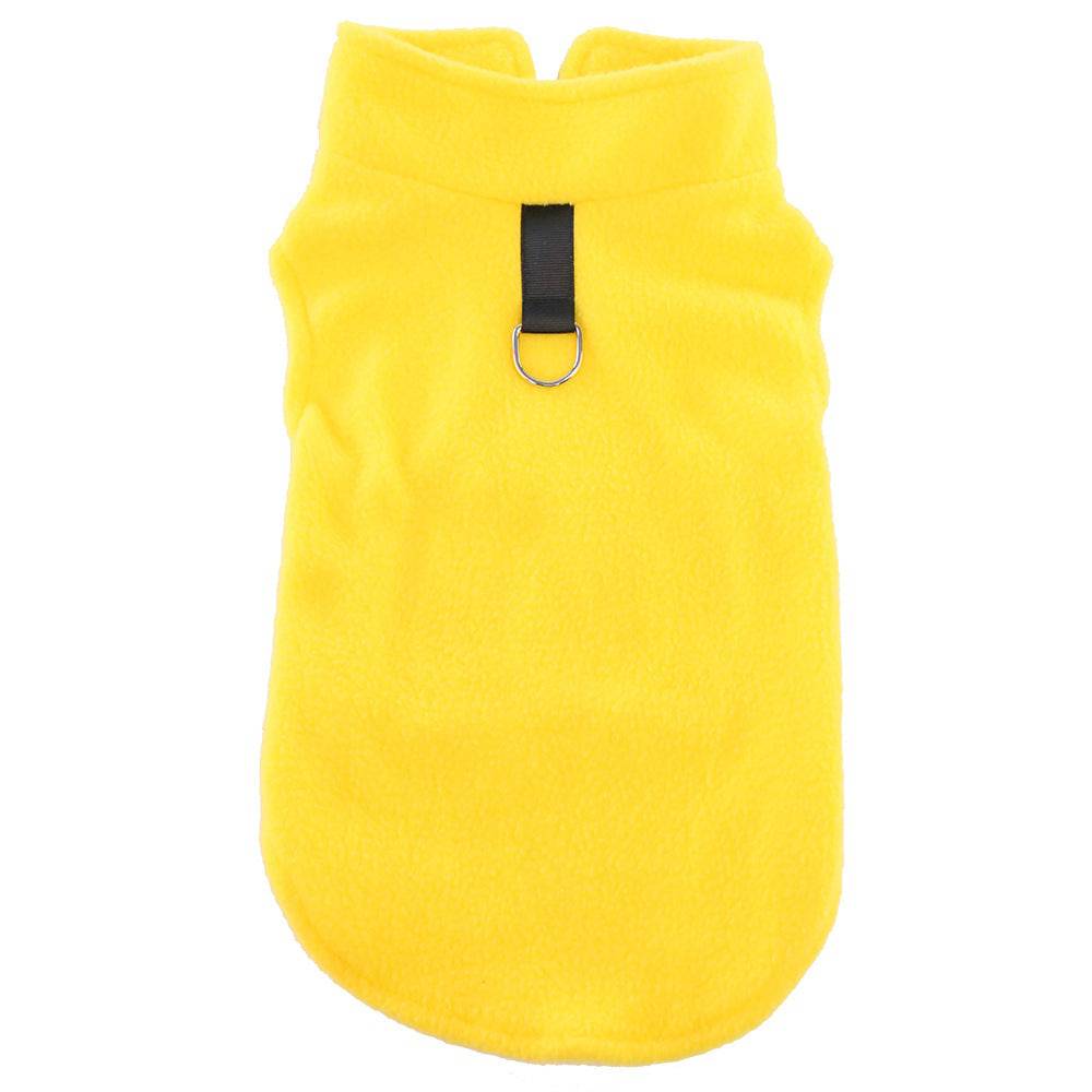 FURDUO fleece dog jacket with leash attachment, soft and warm pet apparel for cold weather, shown on a small dog.