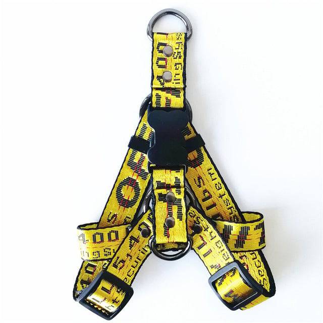 FURDUO gold chain nylon dog collar and leash set with adjustable straps and metal hardware for pets.