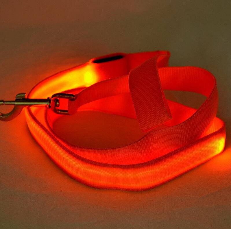 FURDUO LED glowing dog leash with bright light for nighttime walks, adjustable length, and durable nylon material.