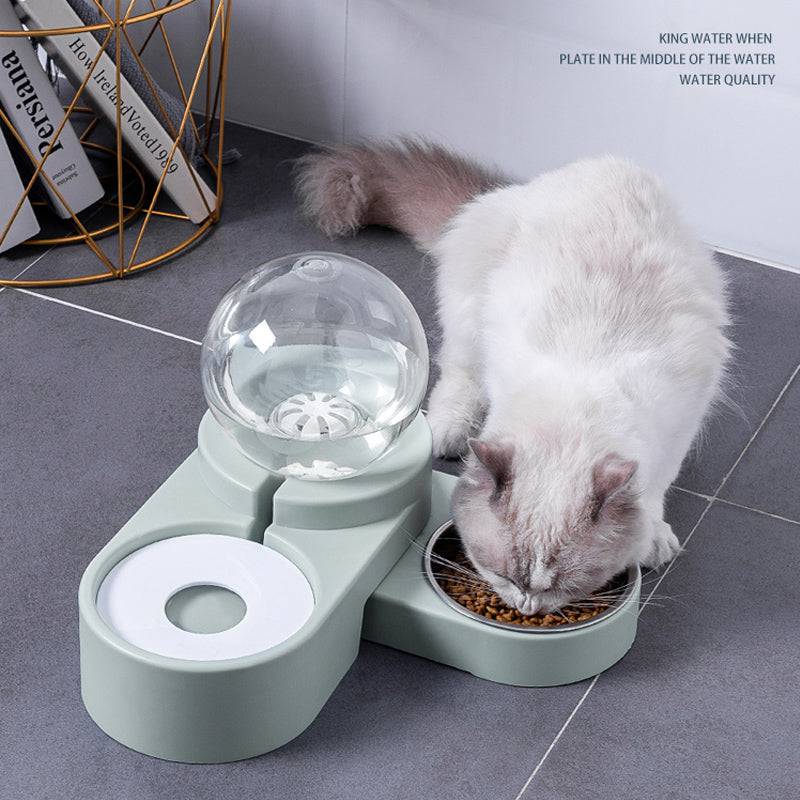 FURDUO HydroNibble pet water and feeding station with dual bowls for dogs or cats, made of durable, easy-to-clean material.