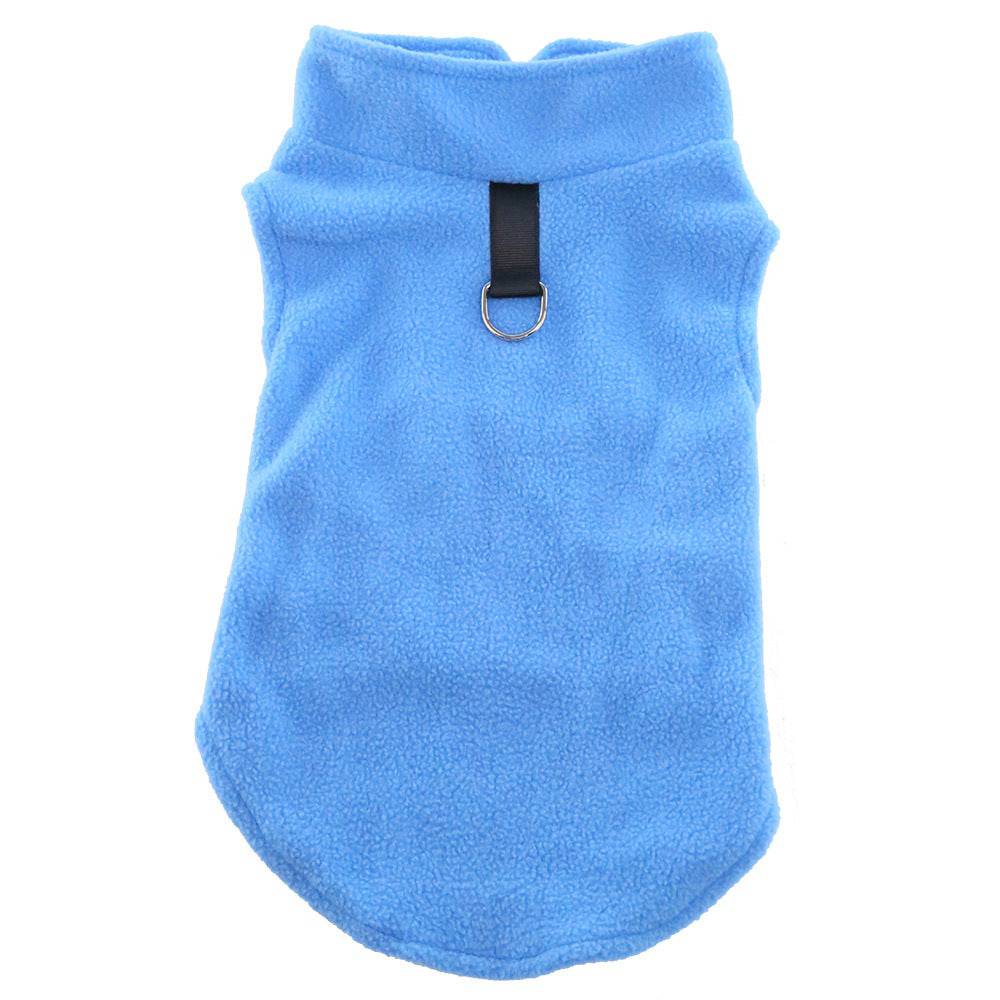 FURDUO fleece dog jacket with leash attachment, soft and warm pet apparel for small dogs, featuring cozy fabric and adjustable fit.