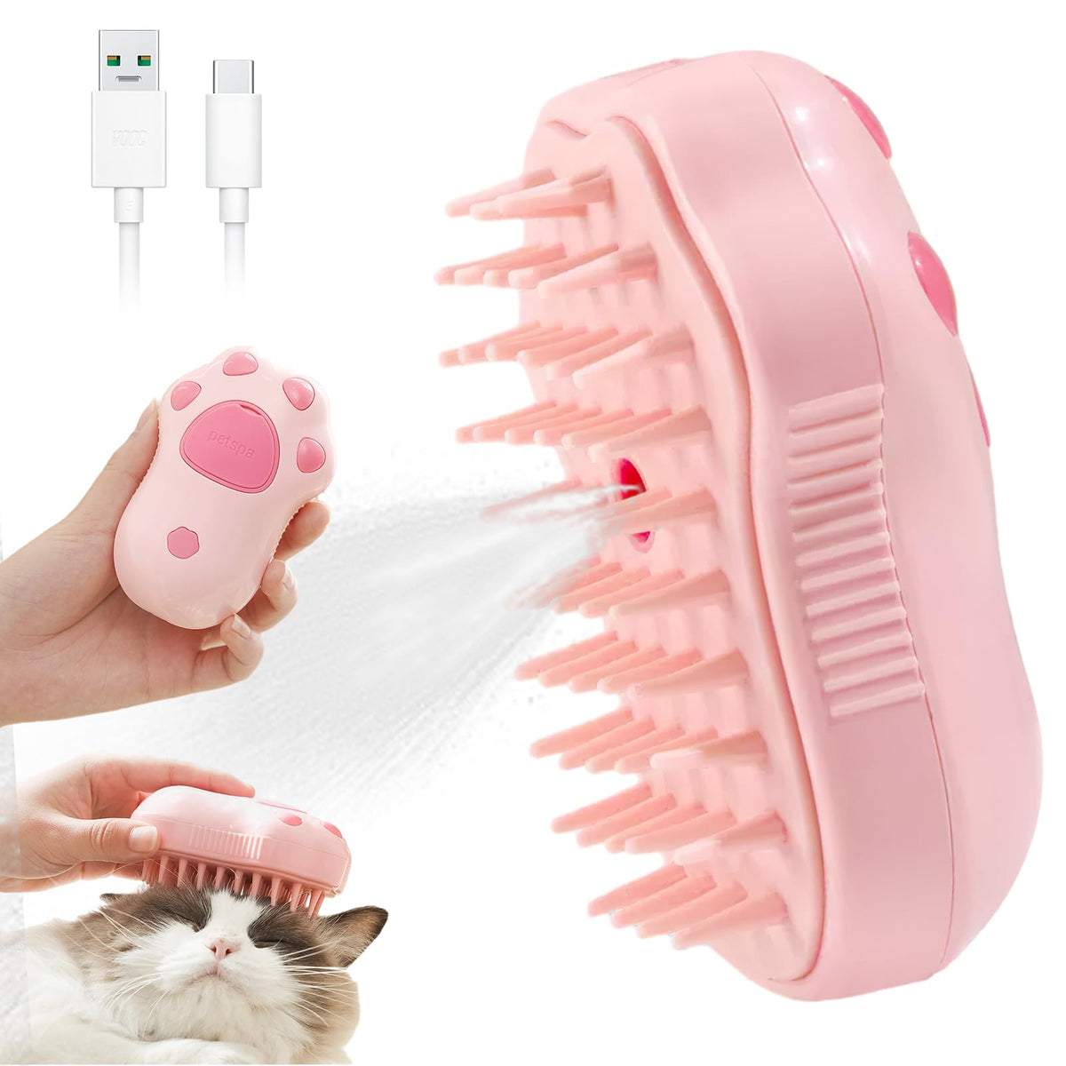 FurDuo SteamPurr™ 3-in-1 Grooming Brush