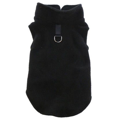 FURDUO fleece dog jacket with leash attachment, soft and warm pet apparel for keeping dogs cozy in cold weather.