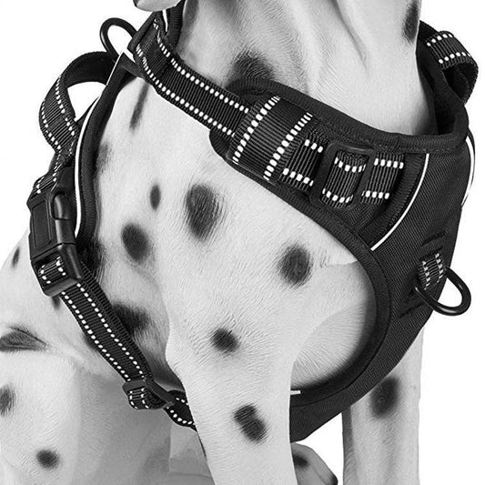 Reflective FURDUO breathable dog chest harness for medium-large dogs, featuring adjustable straps and safety reflectivity.