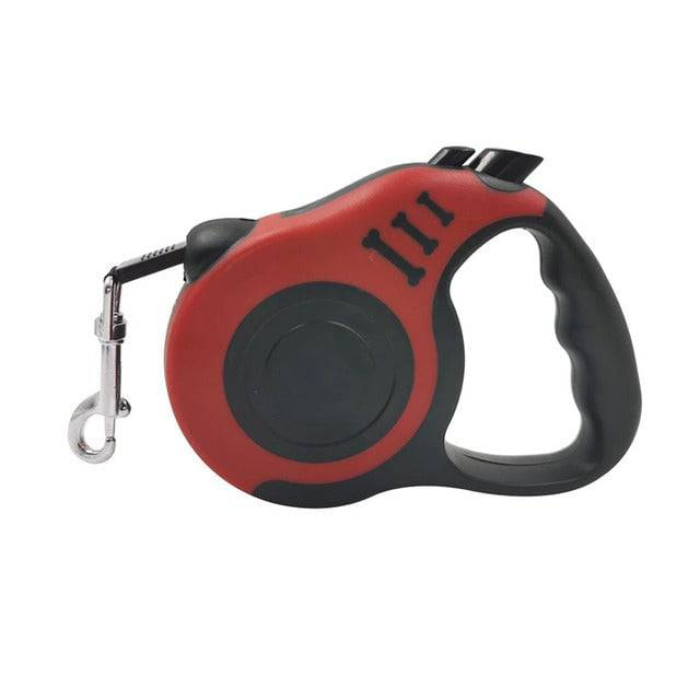 FURDUO automatic retractable dog leash with traction wheel, showing the leash extended with a comfortable grip and sturdy design.