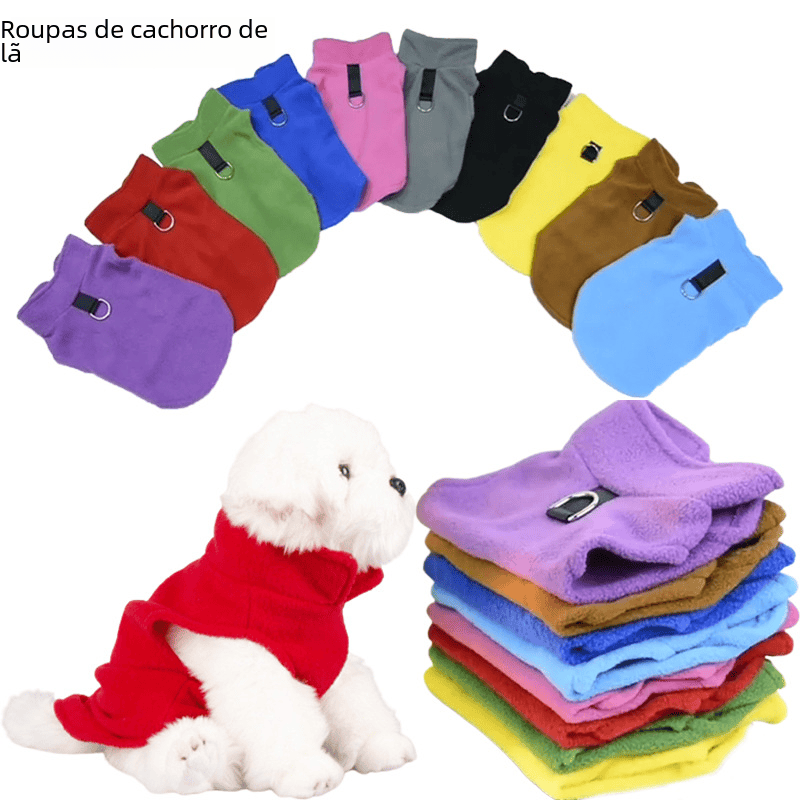 FURDUO fleece dog jacket with attached leash, showcasing soft, warm pet apparel with a cozy design for dogs in cold weather.