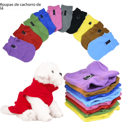 FURDUO fleece dog jacket with attached leash, showcasing soft, warm pet apparel with a cozy design for dogs in cold weather.
