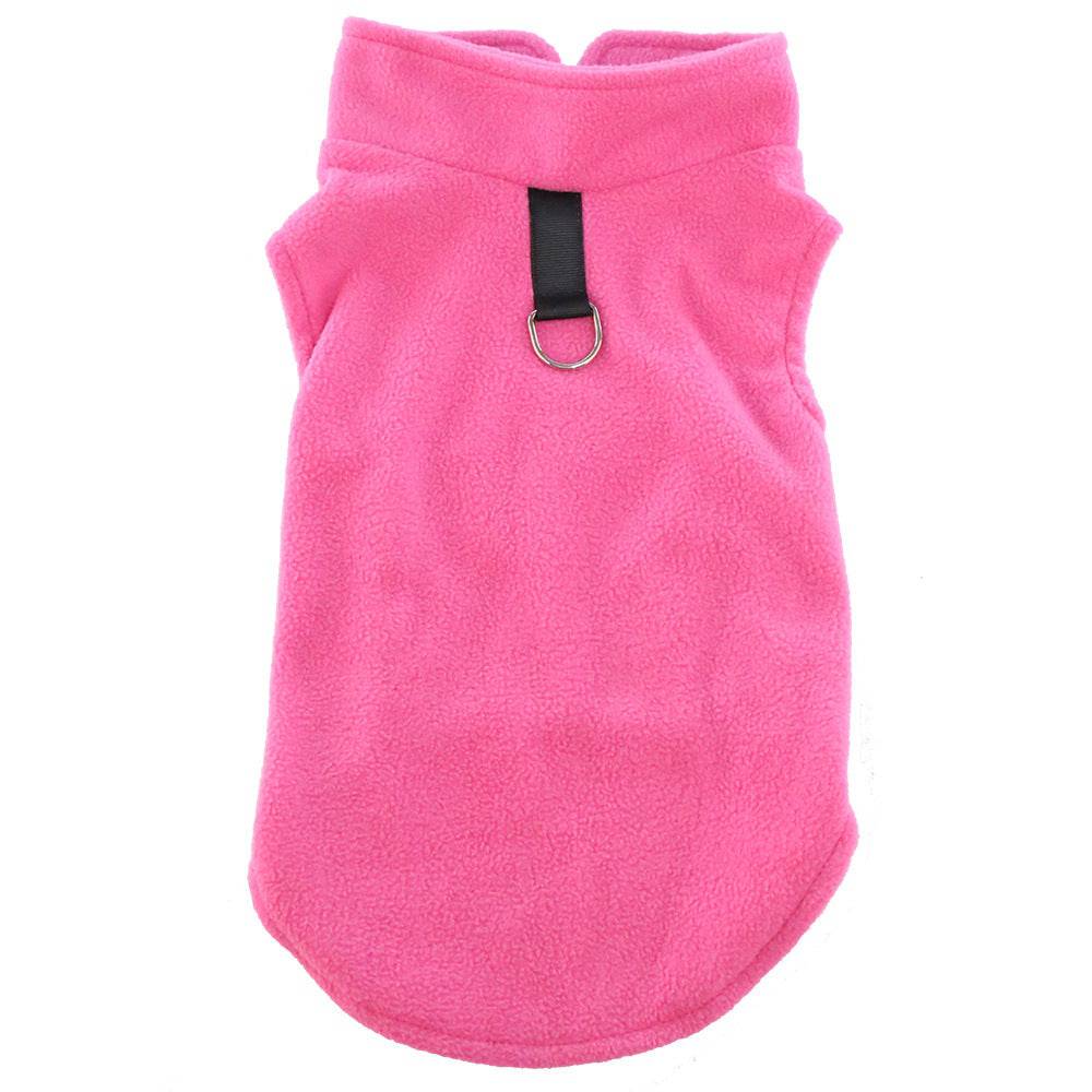 FURDUO fleece dog jacket with leash attachment, soft and warm pet apparel for small and medium dogs, shown on a cozy dog model.