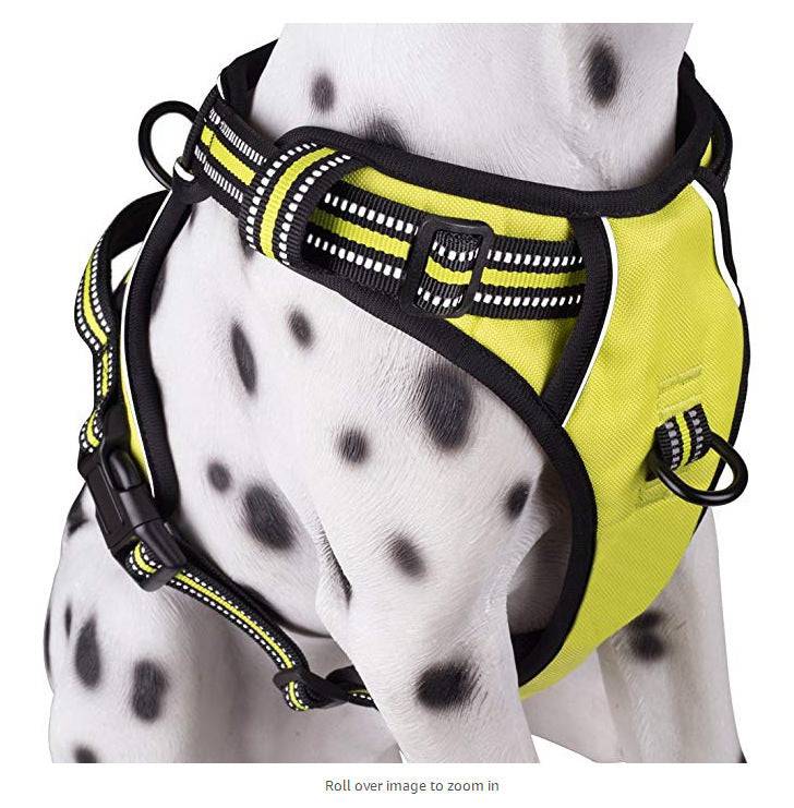 FURDUO breathable reflective dog harness for medium-large dogs, featuring adjustable straps and safety reflective material.