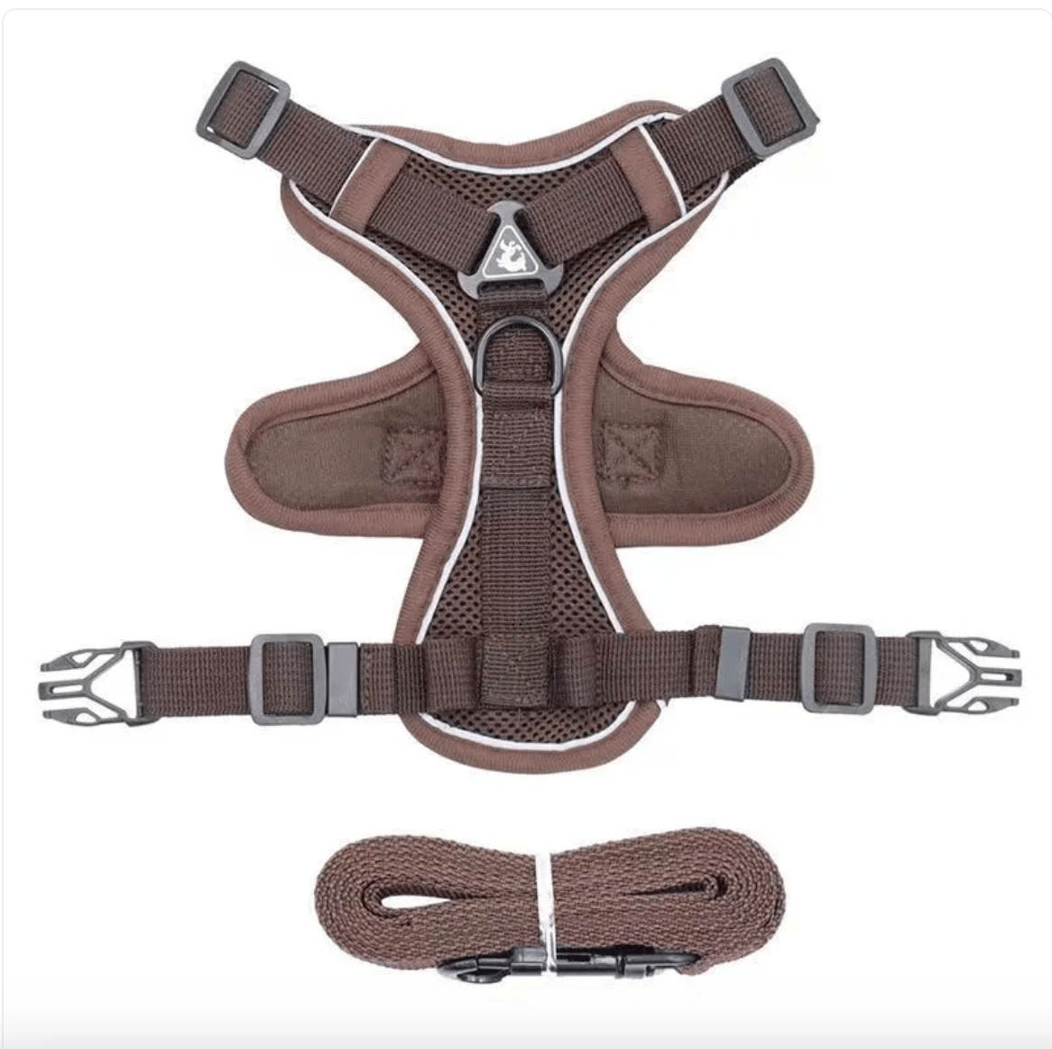 Reflective FURDUO anti-slip dog harness with adjustable straps and padded design for comfort and visibility during walks.