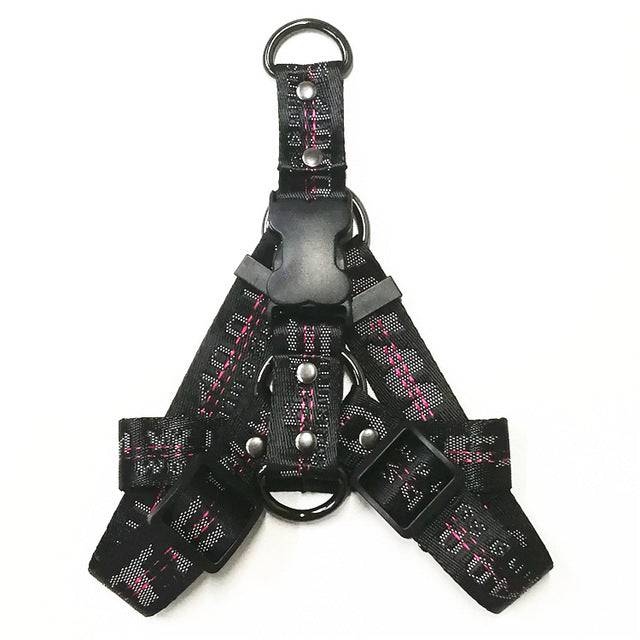 FURDUO gold chain nylon dog collar and leash set with adjustable straps and metal hardware for pets.