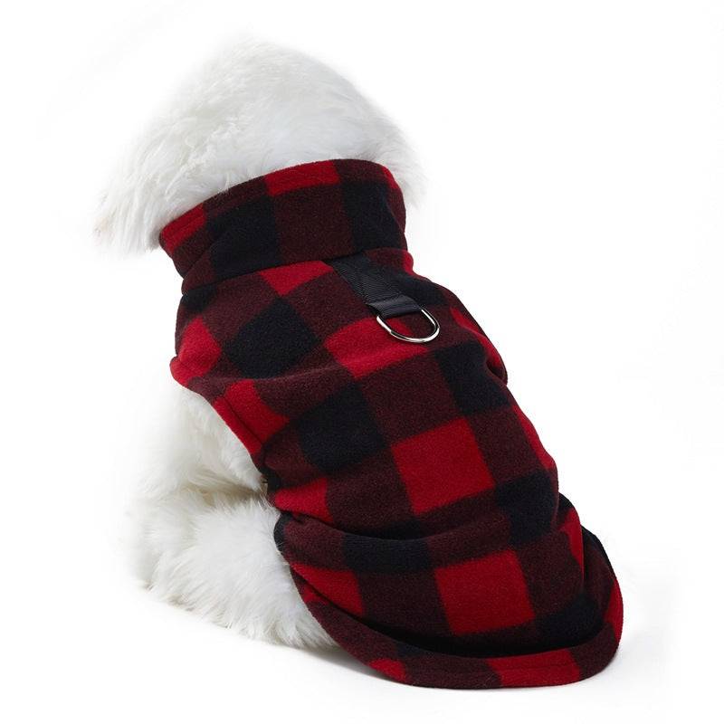 FURDUO fleece dog jacket with leash attachment, soft and warm pet apparel designed for small to medium dogs.