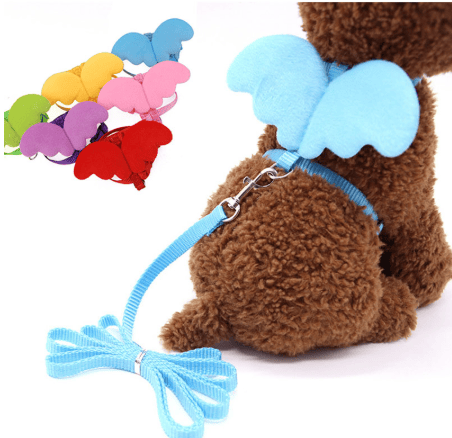FURDUO Angel Wings dog harness and leash set, featuring soft straps and decorative angel wing design for pets.