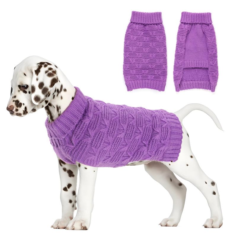 FURDUO XXL dog sweater in thick knit, full body winter pullover for large dogs, providing warmth and comfort during cold weather.