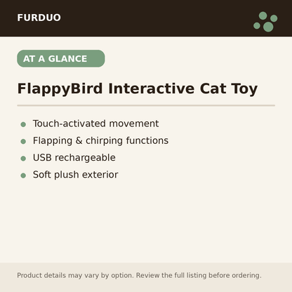 FlappyBird Interactive Cat Toy at a glance product details