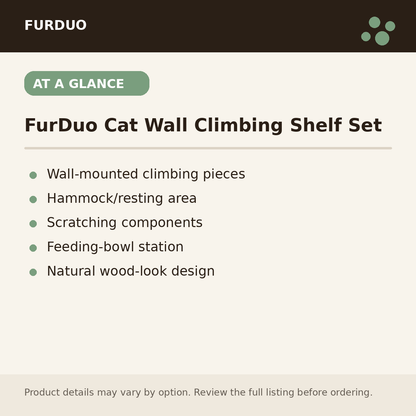 FurDuo Cat Wall Climbing Shelf Set at a glance product details