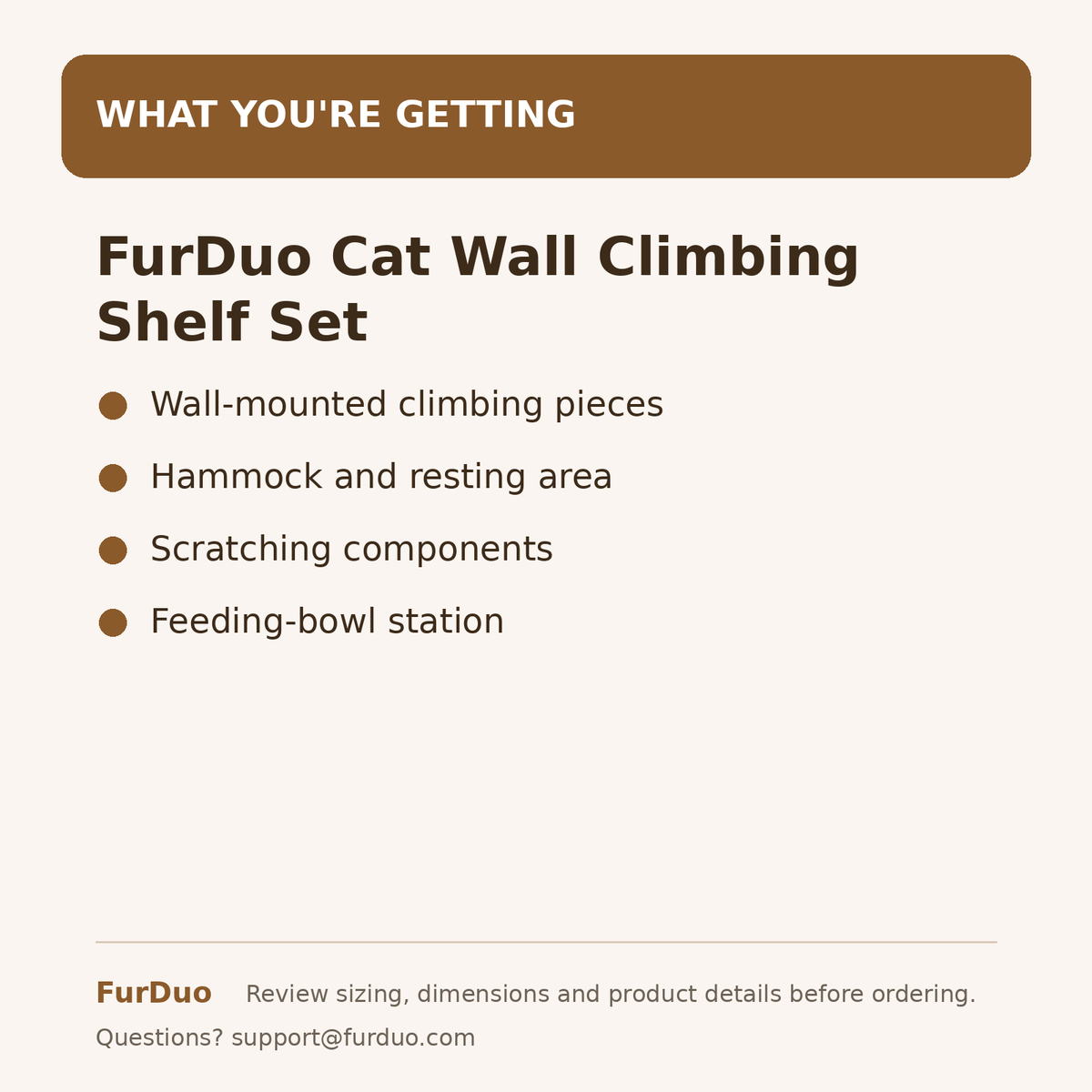 FurDuo Cat Wall Climbing Shelf Set what you're getting