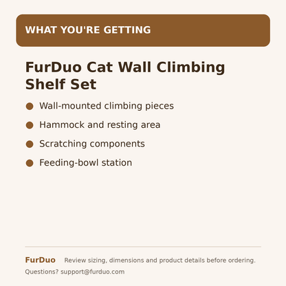 FurDuo Cat Wall Climbing Shelf Set what you're getting
