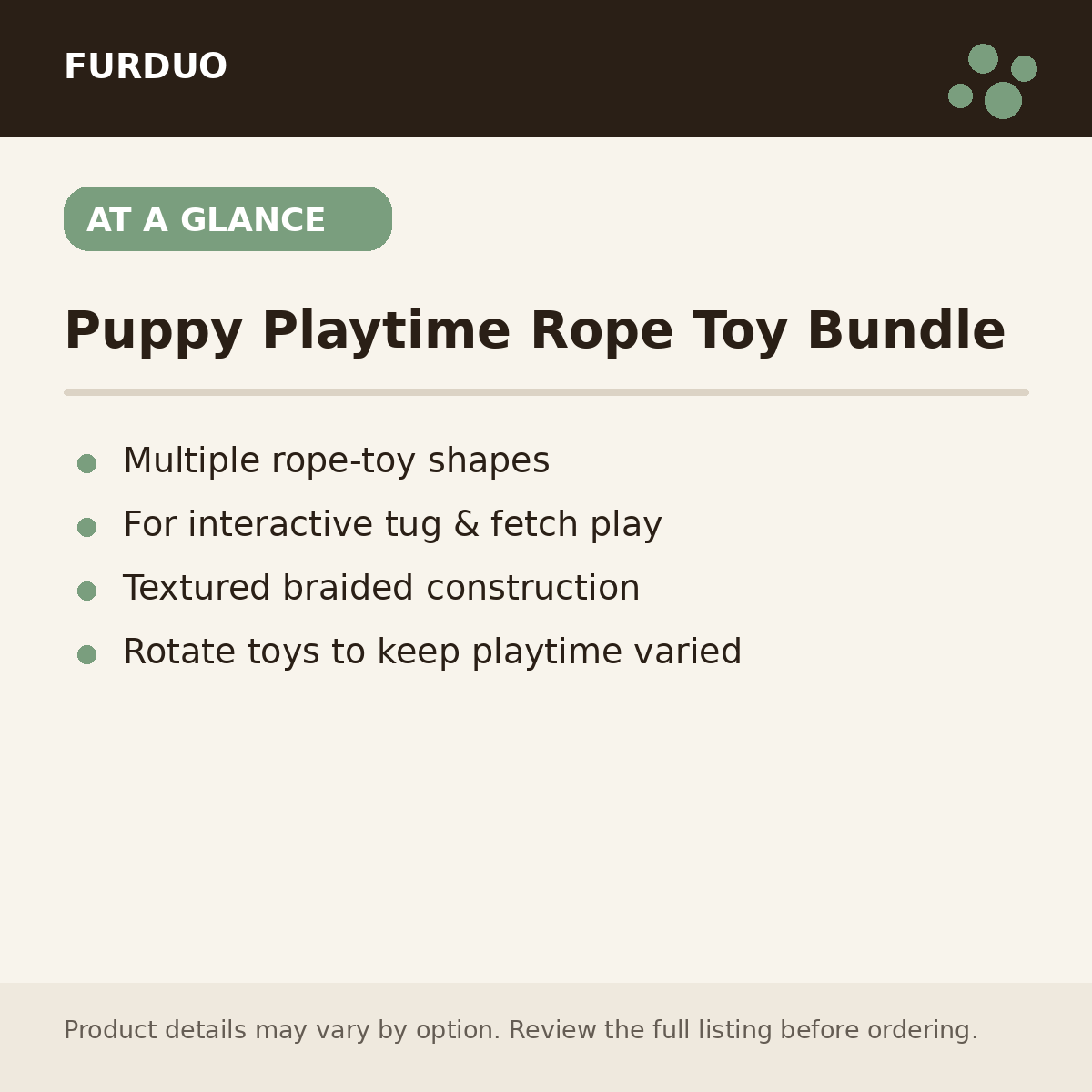 Puppy Playtime Rope Toy Bundle at a glance product details