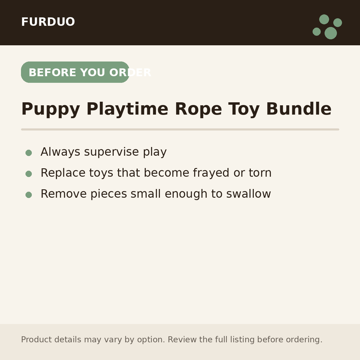 Puppy Playtime Rope Toy Bundle before you order information