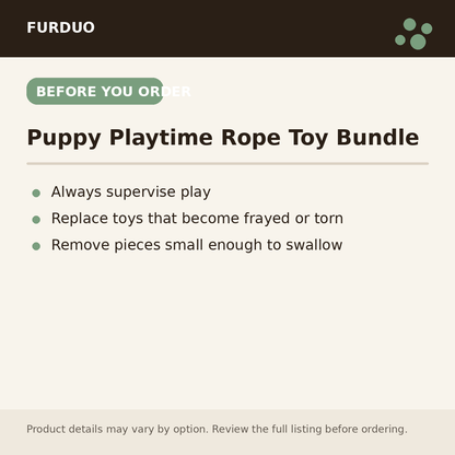 Puppy Playtime Rope Toy Bundle before you order information